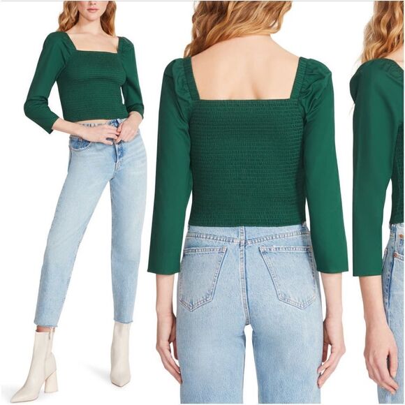 BB Dakota by Steve Madden Smocked Puff Sleeve Top - Picture 2 of 8
